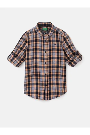 Benetton Boys Tartan Checked Casual Cotton Shirt