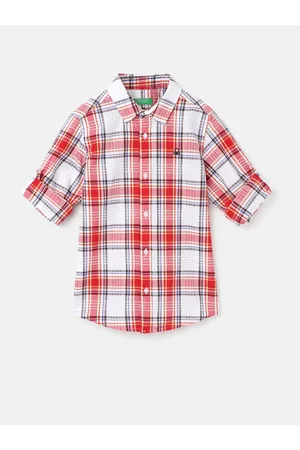 Benetton Infant Boys Tartan Checked Casual Cotton Shirt