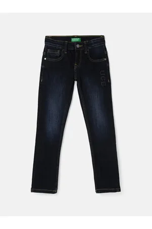 Benetton Boys Slim Fit Low Distress Light Fade Cotton Jeans