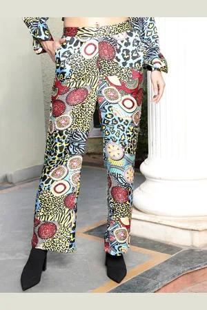 Sera Women Printed Smart Straight Fit Trousers