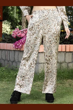 Sera Women Animal Printed Smart Straight Fit Trousers