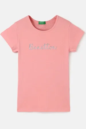 Benetton Girls Typography Printed Cotton T-Shirt
