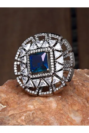 karatcart American Diamond-Studded Finger Ring