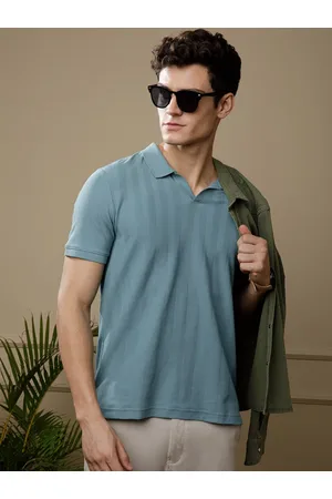 DaMENSCH Statement Johnny Collar Herringbone Texture Polo T-Shirts
