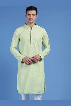 Sanwara Floral Embroidered Mandarin Collar Chikankari Kurta