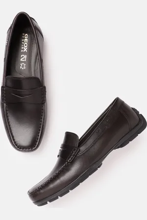 Geox Men Brown Leather Penny Loafers