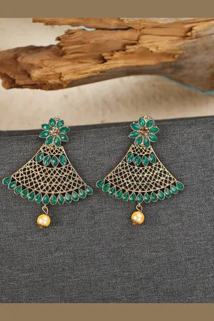ANIKAS CREATION Gold-Plated Contemporary Drop Earrings