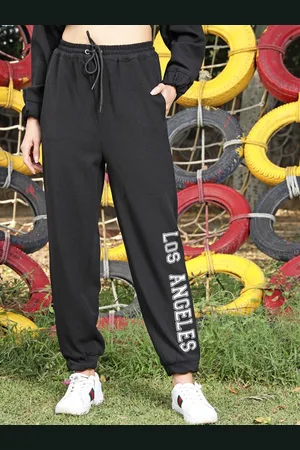 Sera Women Typography Printed Mid-Rise Joggers