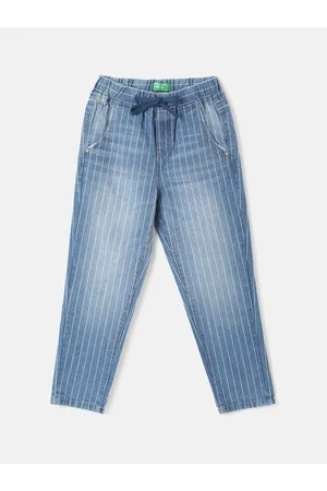 Benetton Boys Striped Light Fade Clean Look Cotton Jeans