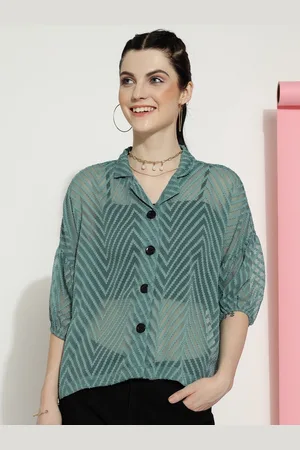 CLEMIRA Self Design Shirt Style Top