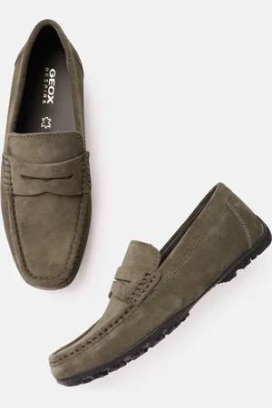 Geox Men Green Leather Penny Loafers