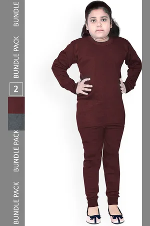 BAESD Kids Pack of 2 Round Neck Modal Thermal Wear