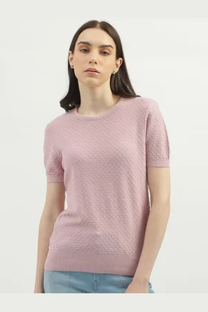 Benetton Self Design Puffed Sleeves Cotton Top
