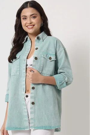 Chemistry Spread Collar Longline Denim Jacket