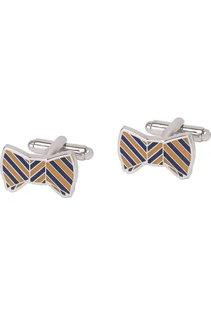 The Tie Hub Silver-Toned & Yellow Quirky Cufflinks