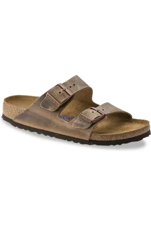 Birkenstock Arizona Soft Footbed Tobacco Brown Regular Width Oiled Leather Two-Strap Sandal