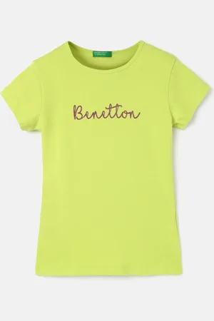 Benetton Girls Typography Printed Cotton T-Shirt