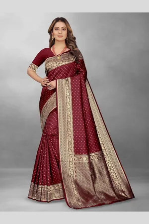 Hinayat Fashion Polka Dots Woven Design Zari Banarasi Saree
