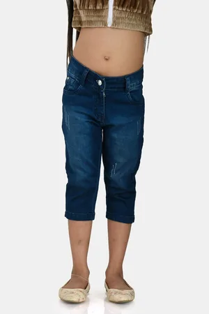 Peppermint Girls Slim Fit Mid-Rise Pure Cotton Capris