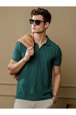 DaMENSCH Statement Johnny Collar Herringbone Texture Polo T-Shirts