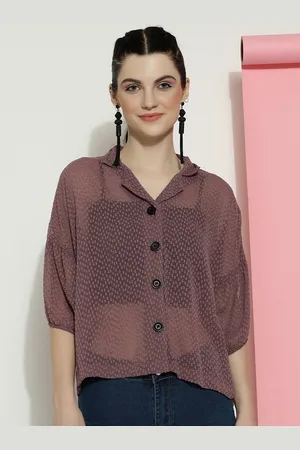 CLEMIRA Self Design Shirt Style Top