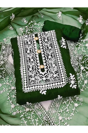 MANVAA Ethnic Motifs Embroidered Organza Unstitched Dress Material