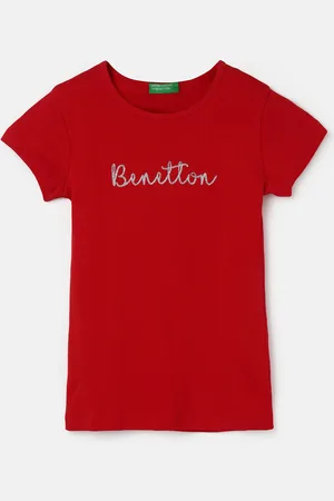 Benetton Girls Typography Printed Cotton T-Shirt