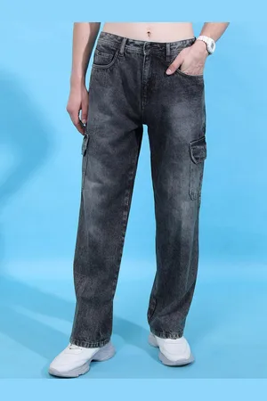 Highlander Men Relaxed Fit Heavy Fade Cotton Cargo Pocket Jeans