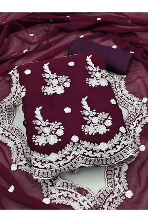MANVAA Ethnic Motifs Embroidered Georgette Unstitched Dress Material