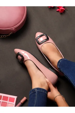 DressBerry Pink Buckle Embellished Ballerinas
