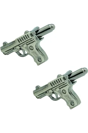 The Tie Hub Gunmetal-Toned Handgun-Shaped Cufflinks