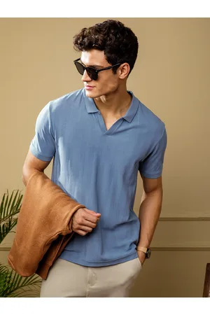 DaMENSCH Statement Johnny Collar Herringbone Texture Polo T-Shirts