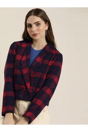HERE&NOW Lapel Collar Checked Tailored Jacket