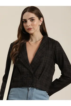 HERE&NOW Lapel Collar Checked Tailored Jacket