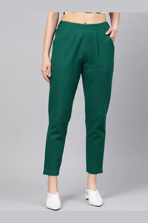 Kalini Women Mid-Rise Pleated Cotton Trousers