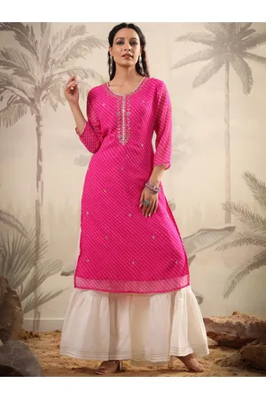 SCAKHI Leheriya Printed Thread Work Regular Kurta with Sharara