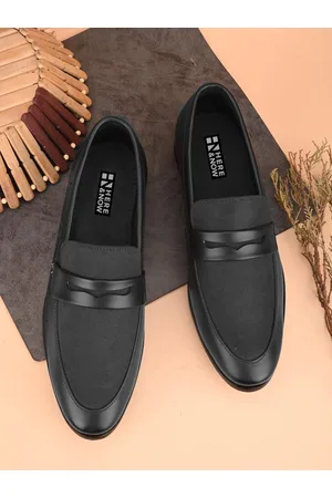 HERE&NOW Men Black Formal Penny Loafers