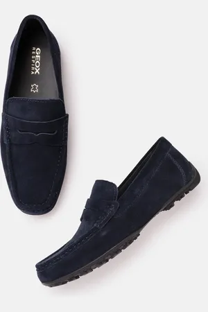 Geox Men Navy Blue Leather Penny Loafers