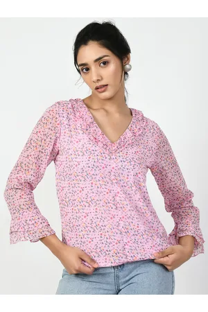 DressBerry Floral Print Ruffles Georgette Top