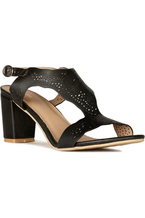 Bata Laser Cuts Block Heel Mules