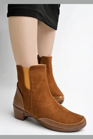 Shoetopia Women Block Heeled Mid-Top Chunky Boots