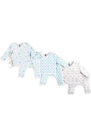 The Mom Store Infants Pack Of 3 Conversational Printed Pure Cotton T-shirt & Trousers