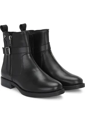 Delize Women Mid Top Leather Regular Boots With Buckle Deatil