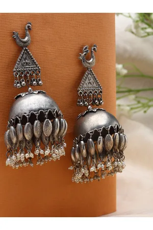 Oxidised Silver Earrings Silver Jhumki Indian Jhumkas  Etsy UK  Oxidized  silver earrings Silver jhumkas Silver earrings