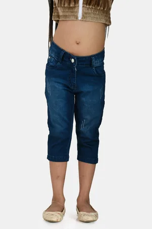 Peppermint Girls Slim Fit Mid-Rise Pure Cotton Capris