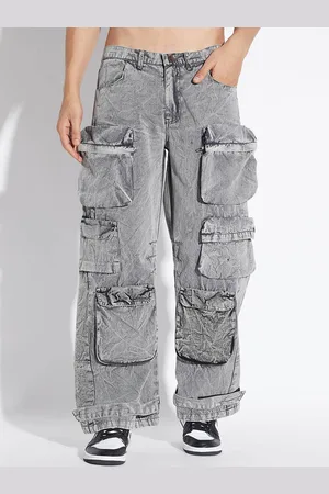FUGAZEE Men Slouchy Fit Cotton Baggy Cargo Jeans