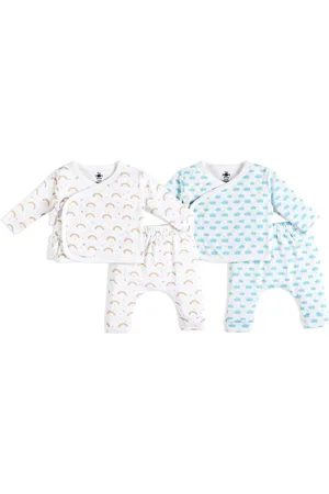 The Mom Store Infants Pack Of 2 Printed Pure Cotton T-shirt With Trousers