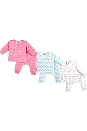 The Mom Store Infants Pack Of 3 Conversational Printed Pure Cotton T-shirt & Trousers