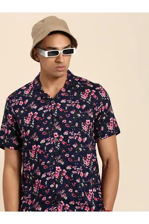 Sangria Men Relaxed Floral Printed Cuban Collar Casual Shirt