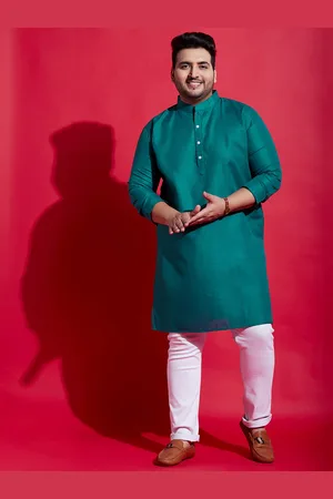 Bigbanana Plus Size Mandarin Collar Long Sleeves Cotton Kurta